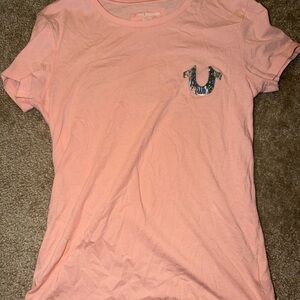 True Religion Coral Tee with Graphic Logo